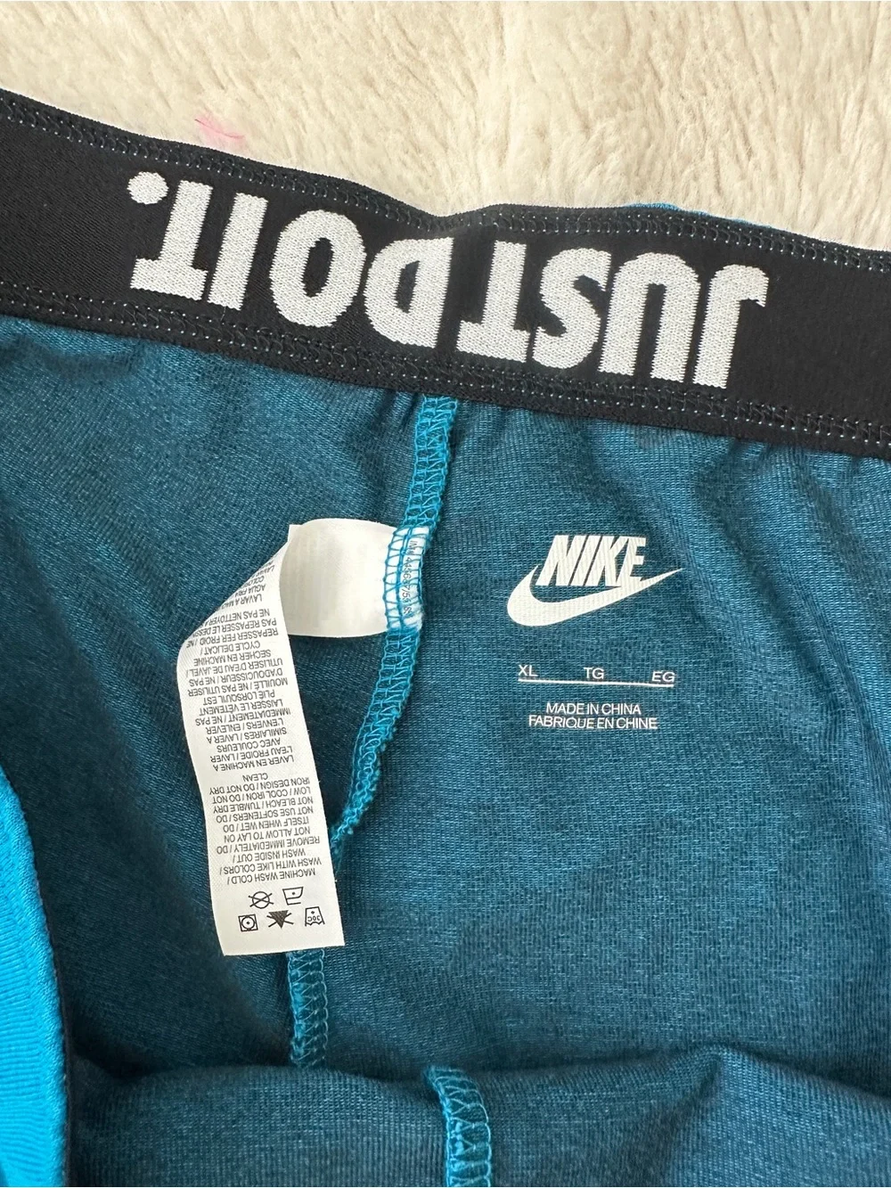 Nike Bright Blue Kids Leggings with Black Swoosh